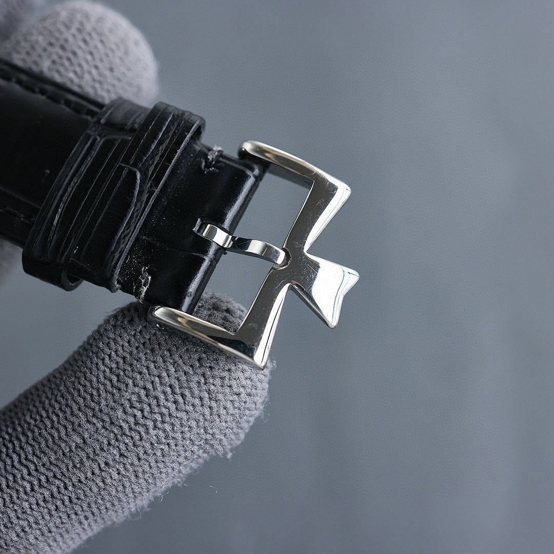 Vacheron Constantin leather watch strap with silver-tone buckle clasp