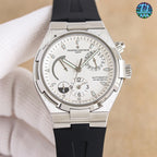 Vacheron Constantin watch with white dial and black rubber strap, stainless steel case
