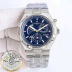 Men's automatic wristwatch with blue dial, stainless steel bracelet, steel case