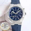 Men's automatic wristwatch with blue dial, stainless steel case, blue rubber strap
