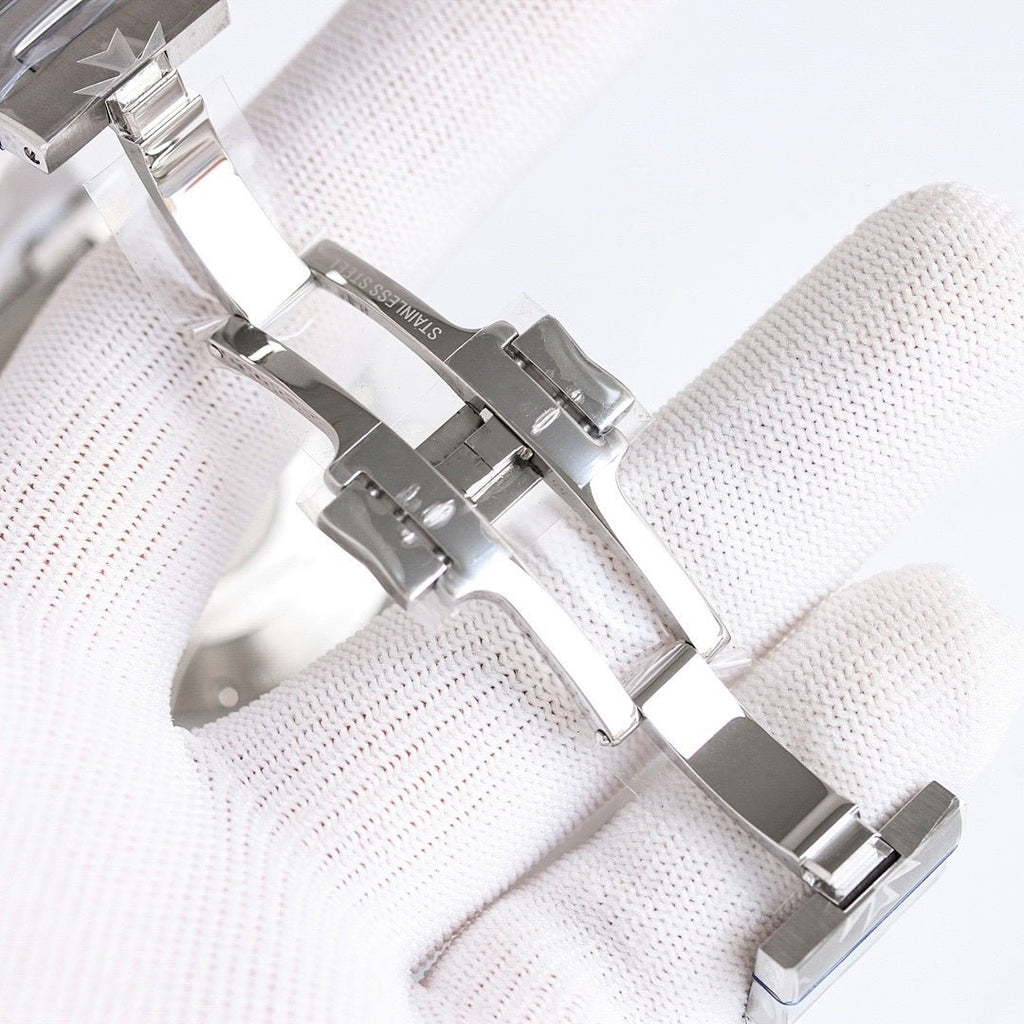 Vacheron Constantin watch clasp and link bracelet detail in stainless steel finish