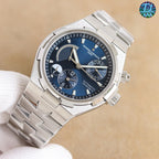 Vacheron Constantin watch, silver case, dark blue dial with subdials and date display