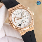 Vacheron Constantin automatic watch with rose gold case, white dial, black rubber strap