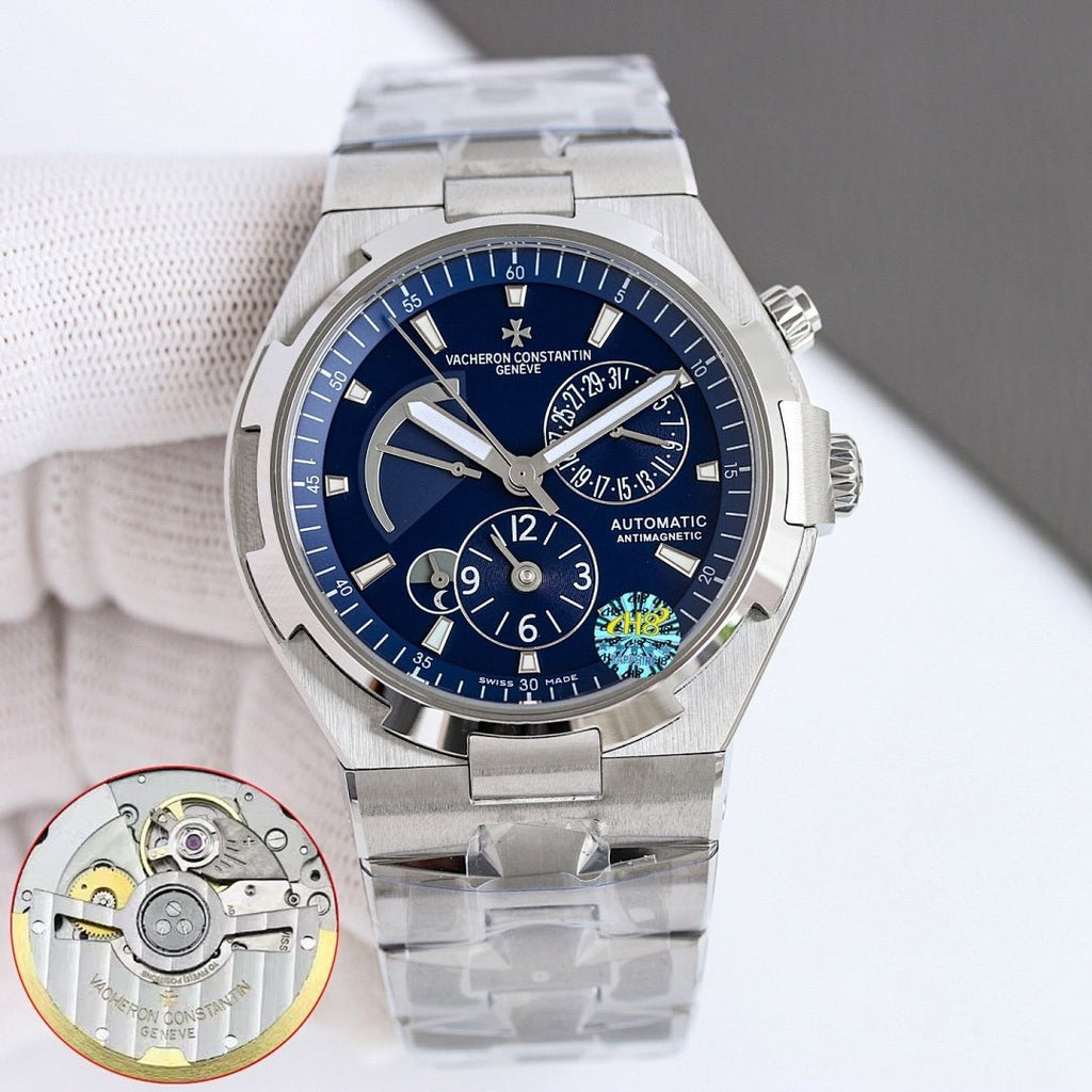 Vacheron Constantin automatic wristwatch with blue dial, steel case, and matching bracelet
