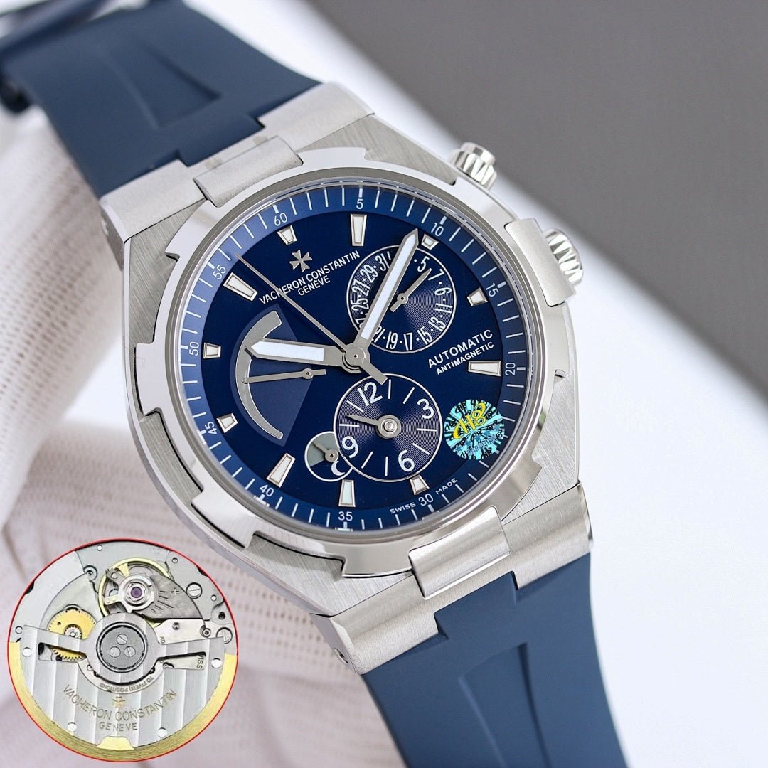 Vacheron Constantin automatic wristwatch with blue dial and steel bracelet with clasp