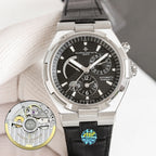 Vacheron Constantin automatic wristwatch with black dial and black leather strap