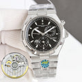 Vacheron Constantin automatic wristwatch with black dial, steel bracelet