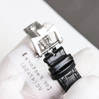 Vacheron Constantin watch with black leather strap and folding clasp