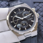 Vacheron Constantin automatic wristwatch with black dial, subdials, and leather strap