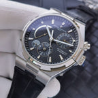 Vacheron Constantin automatic wristwatch with textured black dial and dark leather strap