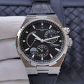 Vacheron Constantin automatic wristwatch with black dial and dark leather strap