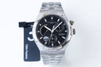 Vacheron Constantin automatic watch, black dial, silver steel bracelet