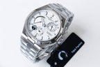 Vacheron Constantin watch 3/4 view with silver-tone bracelet and white dial