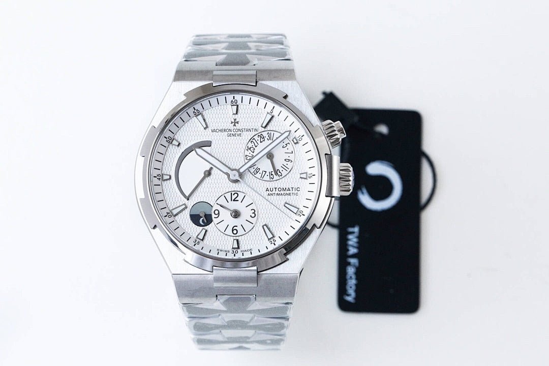 Vacheron Constantin watch with silver-tone metal bracelet and white dial, date window