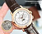 Vacheron Constantin wristwatch with brown leather strap, white dial and rose gold case