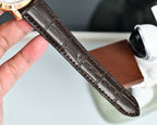 Vacheron Constantin leather watch strap in dark brown with stitched texture
