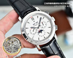 Vacheron Constantin watch with white dial and black leather strap