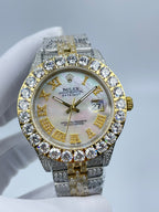 Rolex Datejust diamond bezel two-tone wristwatch with white dial and date window