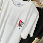 White Burberry logo T-shirt with red/black chest emblem and neck tag