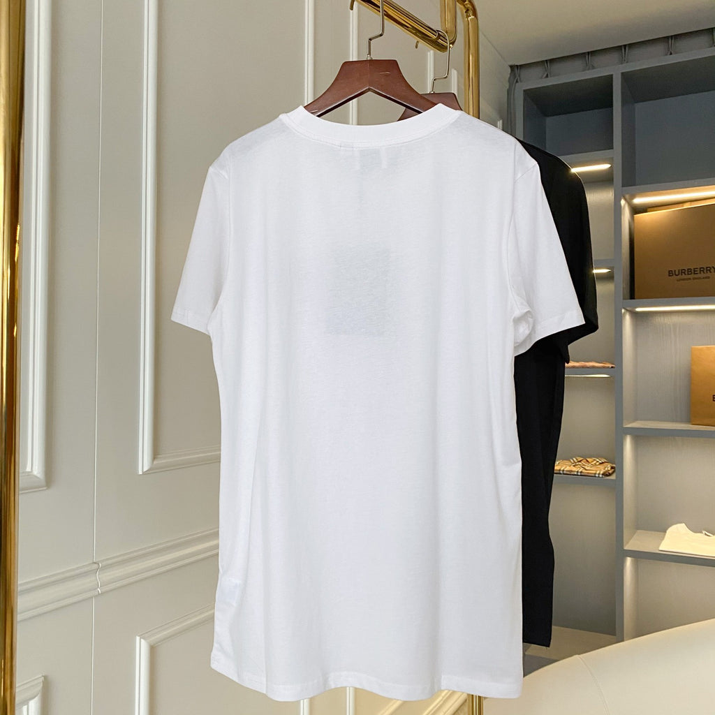 White Burberry T-shirt back view with plain crew neck