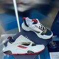 Dior unisex chunky sneakers, white and navy mesh with gold side trim