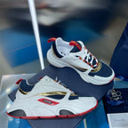 Dior unisex chunky sneakers, white and navy mesh with gold side trim
