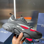 Unisex Dior lace-up sneakers, light gray with red side panels and white stripe