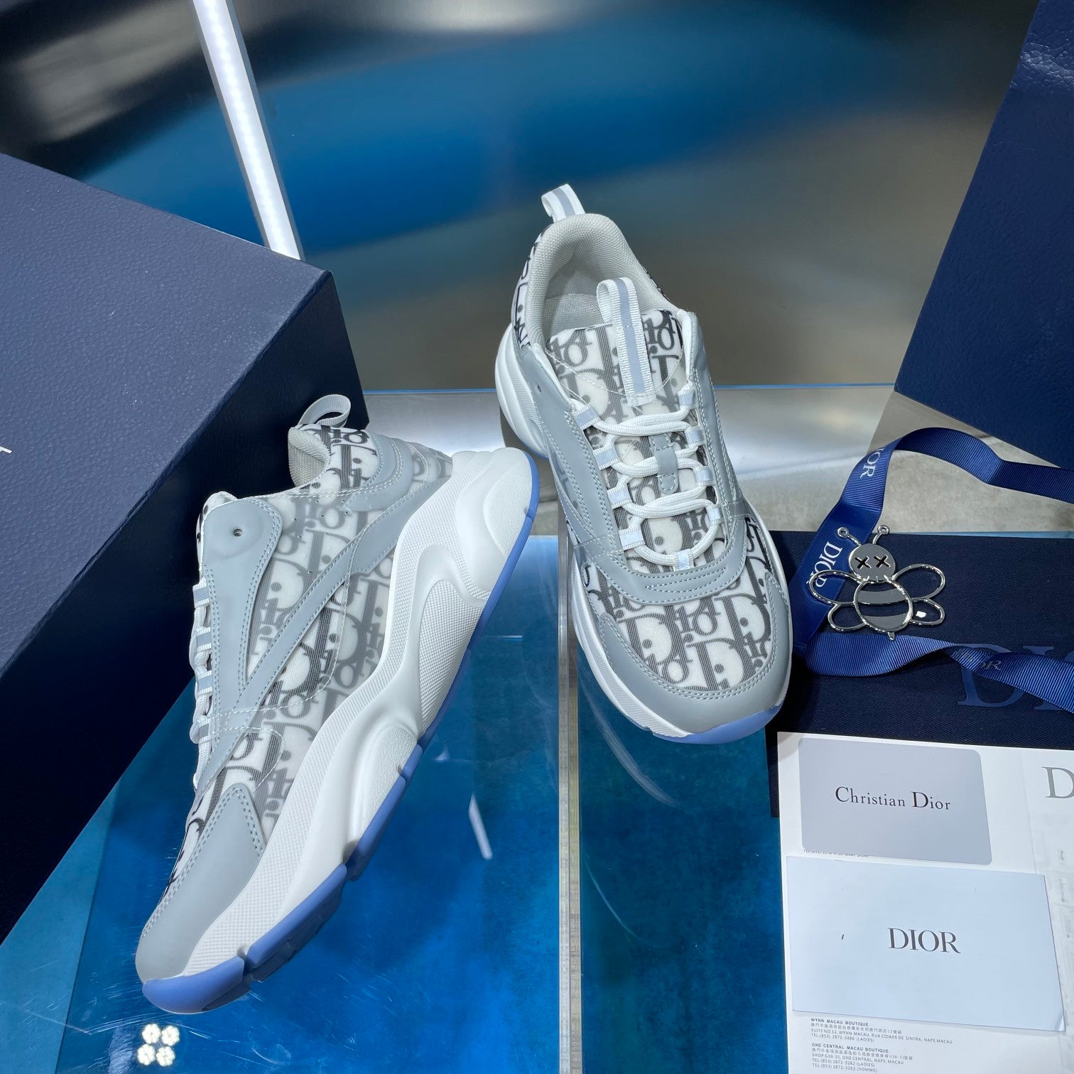 Dior unisex sneakers with Dior Oblique upper, white laces, sculpted white sole