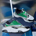 White, green and black unisex sneakers with chunky white sole and lace-up design