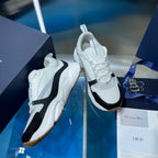 Unisex Dior sneakers, white lace-up knit with black side accent and thick sole