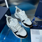 Unisex Dior sneakers, white knit with black side stripe and cushioned chunky sole
