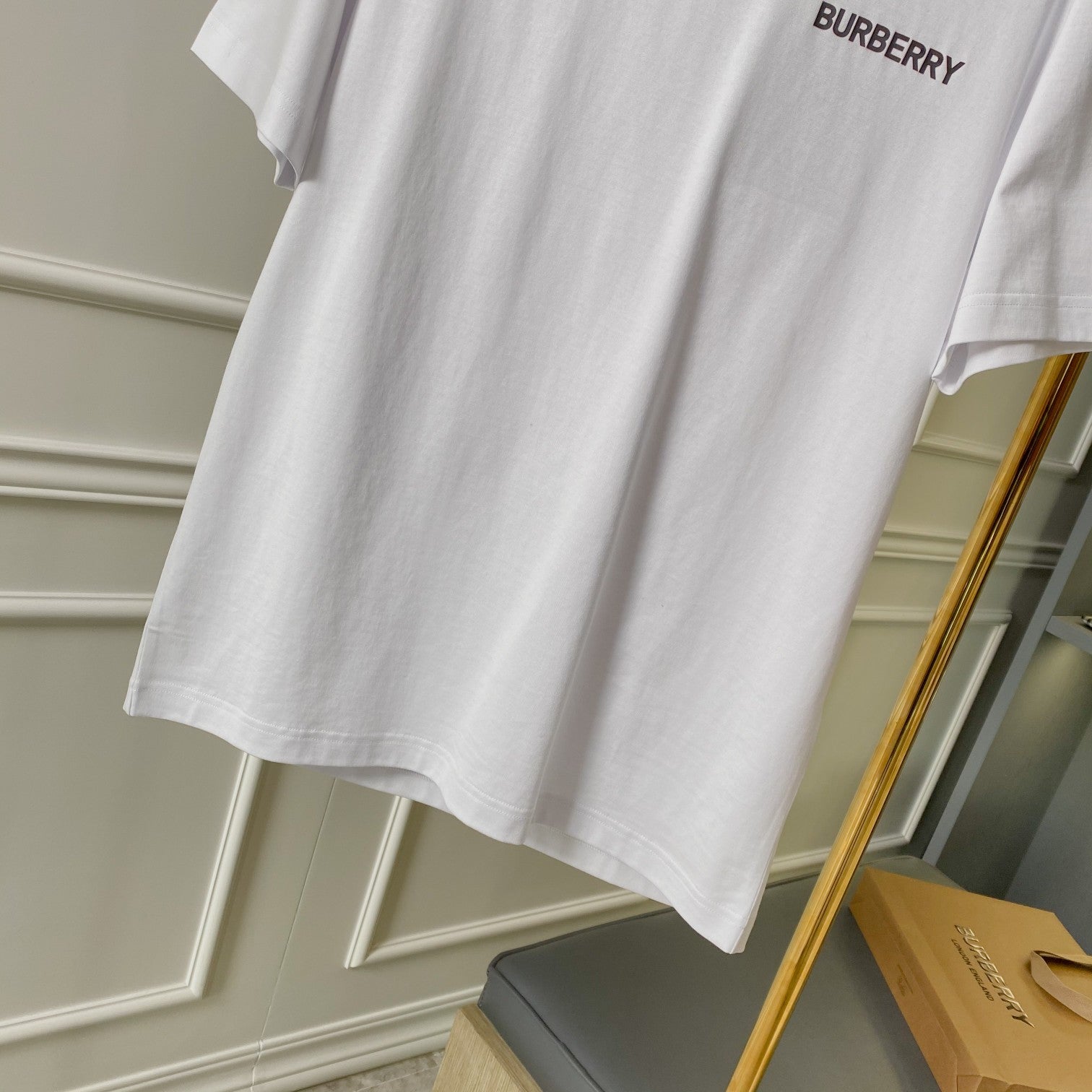 White Burberry T-shirt with chest logo detail, short sleeves and straight hem