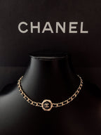 Gold-tone chain necklace with CC logo center charm