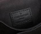 Black fabric interior label with Louis Vuitton Paris text and stitched edge