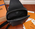 Louis Vuitton crossbody bag open view of black interior pocket with zip closure