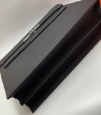 Black leather Hermes bag with long strap and silver-tone hardware