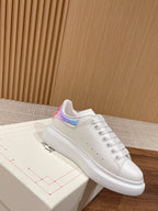Alexander McQueen leather sneakers, white with iridescent stripe detail