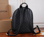 Louis Vuitton monogram black backpack with wide opening and adjustable shoulder straps