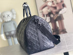Men's Louis Vuitton monogram duffel bag, dark gray, zip top and side attachment