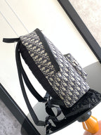 Men's Dior backpack in blue and black Dior monogram print, adjustable shoulder straps