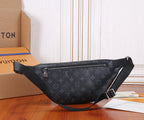 Louis Vuitton monogram belt bag with front zipper and adjustable strap