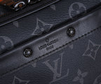 Louis Vuitton monogram bag interior leather tab with embossed “Louis Vuitton Paris”