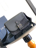 Dior crossbody bag with flap and buckle closure, dark patterned front