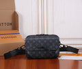 Louis Vuitton monogram crossbody bag with adjustable strap, black-gray pattern