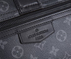 Louis Vuitton monogram bag embossed leather label near zipper