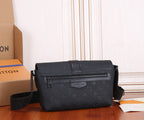 Louis Vuitton monogram crossbody bag with front zip pocket, dark