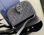 Dior mini crossbody bag, gray monogram canvas with buckle and Dior logo hardware
