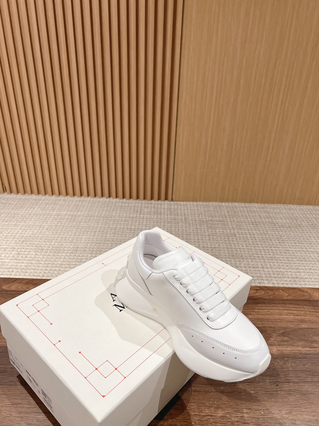 Alexander McQueen white sneakers, lace-up with smooth leather panels and logo tab