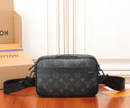 Louis Vuitton monogram crossbody bag in dark canvas with zipper and adjustable strap