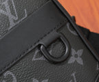 Louis Vuitton monogram bag handle loop on dark leather strap